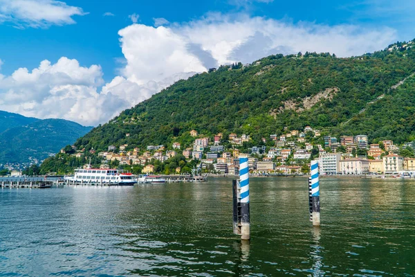 Como Italië Augustus 2020 Pole Ferries Haven Van Como Aan — Stockfoto