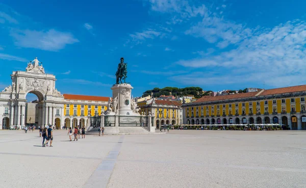 Lizbon Portekiz Eylül 2020 Praca Comercio Meydanı Manzaralı Turistler Zafer — Stok fotoğraf