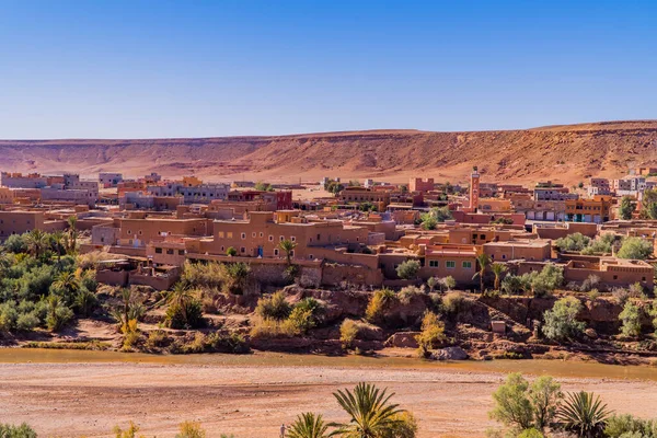 Aid Benhaddou Januari 2021 Panoramisch Uitzicht Vanuit Lucht Nieuwe Stad — Stockfoto