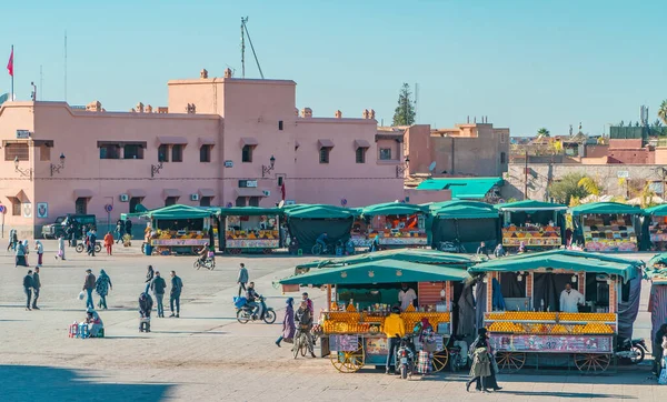 Marrakech Marruecos Enero 2021 Una Vista Plaza Jemaa Fna Con — Foto de Stock