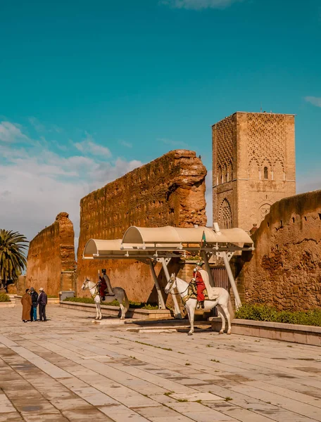 Rabat Marruecos Enero 2021 Una Vista Los Soldados Caballo Con — Foto de Stock