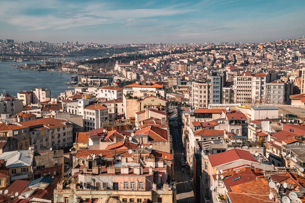 Istanbul Turecko Ledna 2021 Letecký Panoramatický Pohled Moderní Starobylé Budovy — Stock fotografie