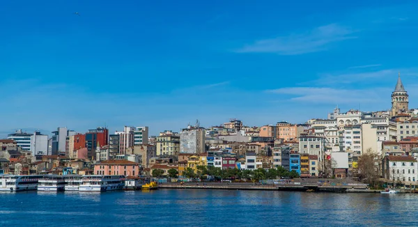 Istanbul Turecko Ledna 2021 Panoramatický Výhled Oblast Galata Věží Galata — Stock fotografie