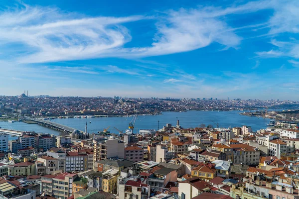 Istanbul Turecko Ledna 2021 Krásný Letecký Panoramatický Výhled Panorama Centra — Stock fotografie
