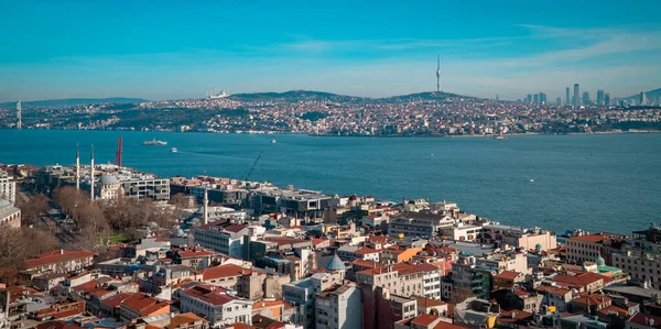 Istanbul Turecko Února 2021 Krásný Panoramatický Letecký Pohled Panorama Asijských — Stock fotografie