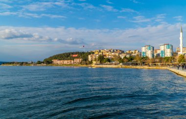 Çanakkale, Türkiye - 1 Mart 2021 - Türkiye 'nin batısındaki Çanakkale şehrinin güzel panoramik manzarası