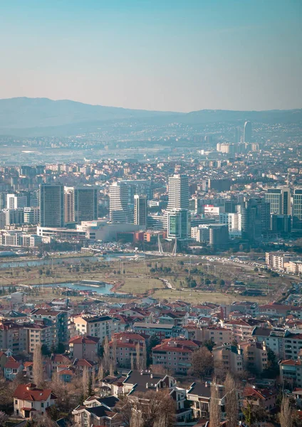 Bursa Turecko Března 2021 Vertikální Pohled Město Bursa Horami Pozadí — Stock fotografie