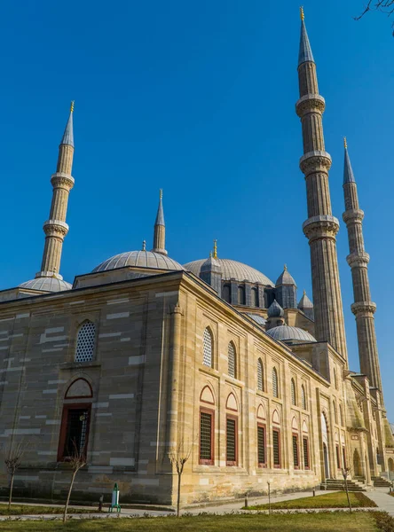 Vista Lateral Vertical Bela Mesquita Selimiye Otomana Edirne Turquia — Fotografia de Stock