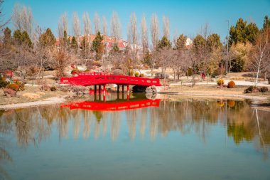 Türkiye 'nin Eskisehir kentindeki Doğu Japon Bahçesi' nin panoramik manzarası