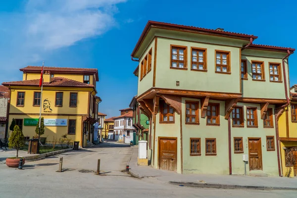 Eskisehir Turquia Março 2021 Fotografia Rua Edifícios Otomanos Tradicionais Restaurados — Fotografia de Stock