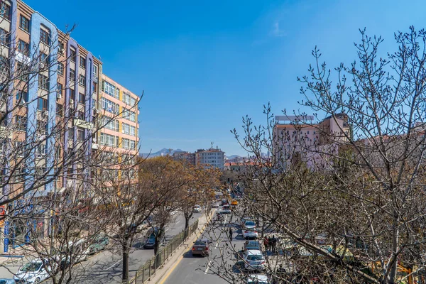 Ankara Turcja Marca 2021 Budynki Widokiem Powietrza Ludzie Ruch Centrum — Zdjęcie stockowe