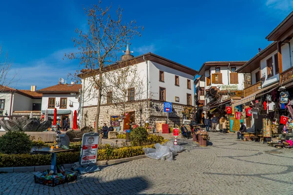 Ankara Türkei März 2021 Straßenaufnahme Einer Basarstraße Mit Alten Osmanischen — Stockfoto