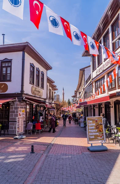 Ankara Turkije Maart 2021 Straatfotografie Van Ottomaanse Huizen Met Winkels — Stockfoto