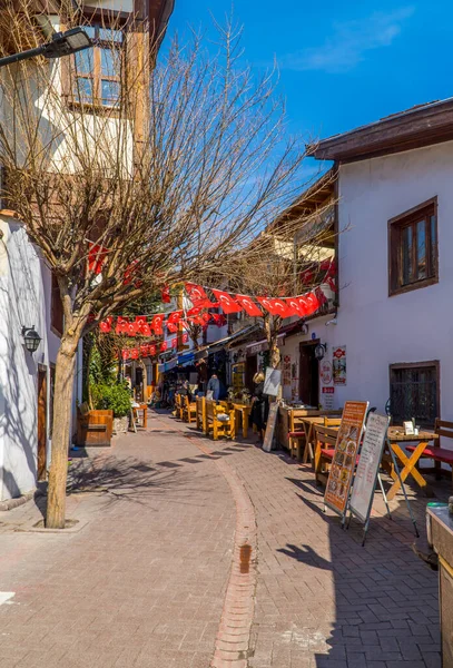 Ankara Turkiet Mars 2021 Vertikal Gatufotografering Ottomanska Hus Med Butiker — Stockfoto