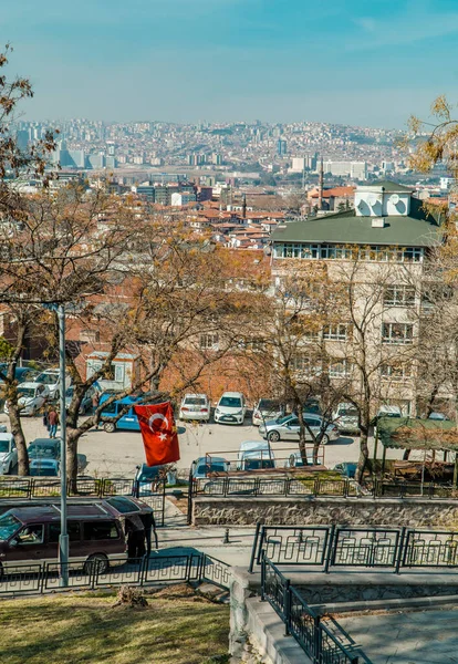 Ankara Turkey March 2021 Vertical View Street Turkish Flag Altindag — Stock Photo, Image