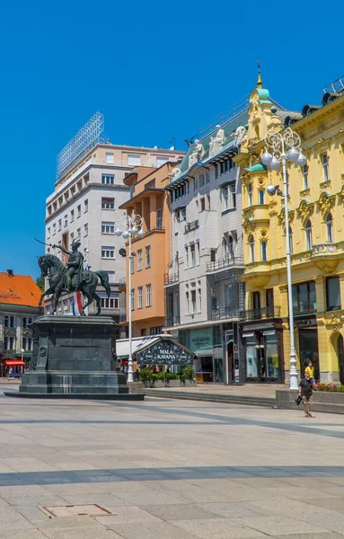 Zagreb Kroatië Juni 2020 Verticale Straatfotografie Van Het Centrale Plein — Stockfoto