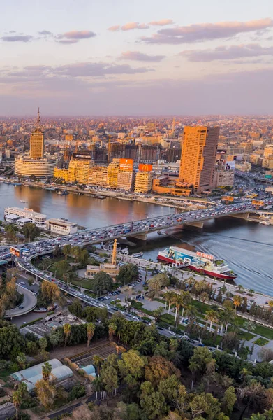 Cairo Egitto Marzo 2021 Incredibile Veduta Aerea Verticale Del Nilo — Foto Stock