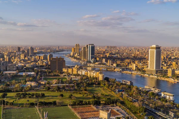 Cairo Egypte Maart 2021 Prachtig Panoramisch Uitzicht Vanuit Lucht Nijl — Stockfoto