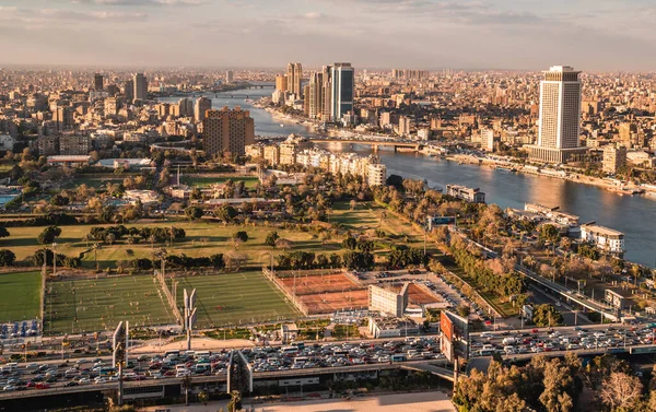 Cairo Egitto Marzo 2021 Bella Vista Panoramica Sul Tramonto Aereo — Foto Stock