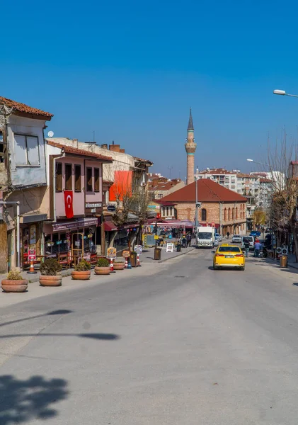 Eskisehir Turkije Maart 2021 Verticale Straatfotografie Van Traditionele Ottomaanse Gebouwen — Stockfoto