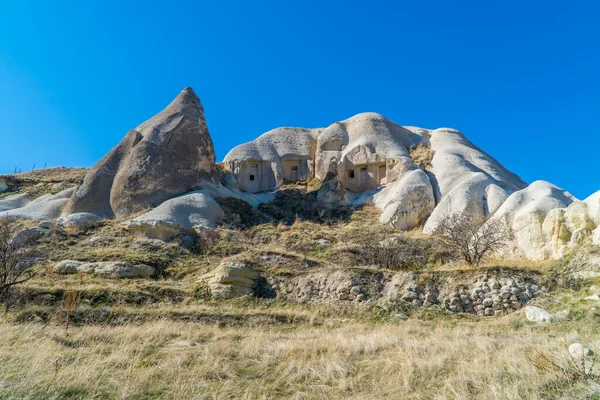 Veduta Camini Fatati Rocce Paesaggi Vicino Goreme Cappadocia — Foto Stock