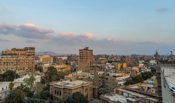 Cairo Egypte Maart 2021 Panoramisch Uitzicht Zonsondergang Vanuit Lucht Gebouwen — Stockfoto