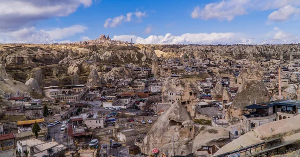 Goreme Turkey March 2021 Beautiful Panorama View Town Goreme Cappadocia — Stock Photo, Image