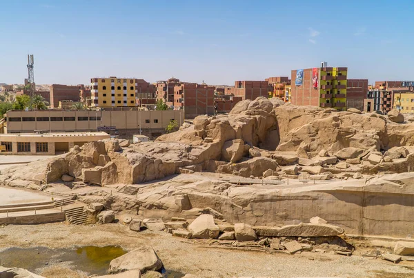 Aswan Egypte April 2021 Gebouwen Aswan Vanaf Onvoltooide Obelisk — Stockfoto