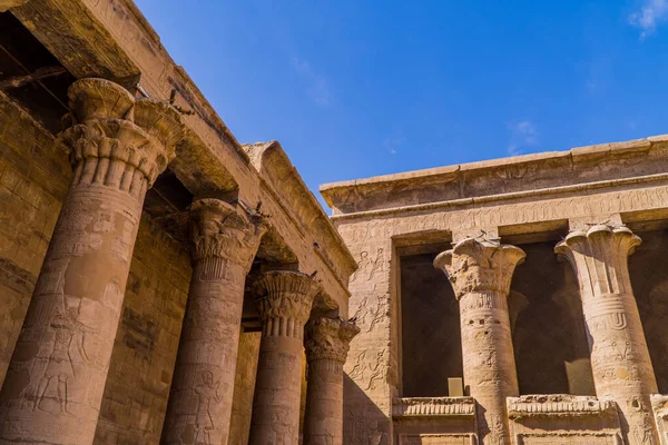 Colunas Dentro Templo Hórus Edfu Templo Edfu Período Grego — Fotografia de Stock