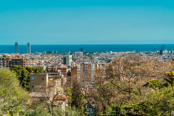 Barselona Spanya Nisan 2021 Orta Barselona Akdeniz Arka Planda Güzel — Stok fotoğraf