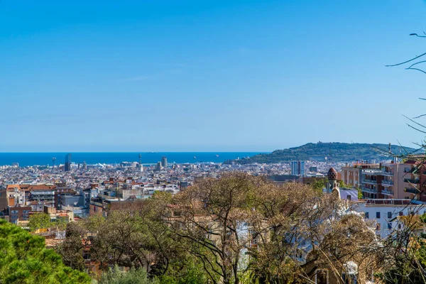 Barselona Spanya Nisan 2021 Barselona Nın Merkezi Akdeniz Manzarası Parque — Stok fotoğraf