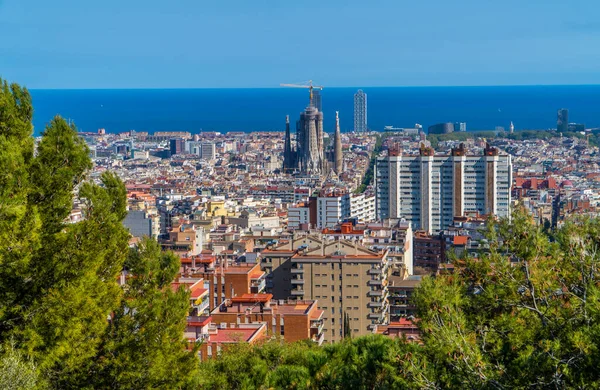 Barselona Spanya Nisan 2021 Barcelona Şehir Merkezinin Panoramik Hava Manzaralı — Stok fotoğraf