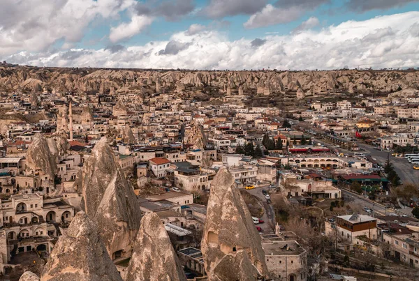 Goreme Turkiet Mars 2021 Vacker Panorama Utsikt Över Staden Goreme — Stockfoto
