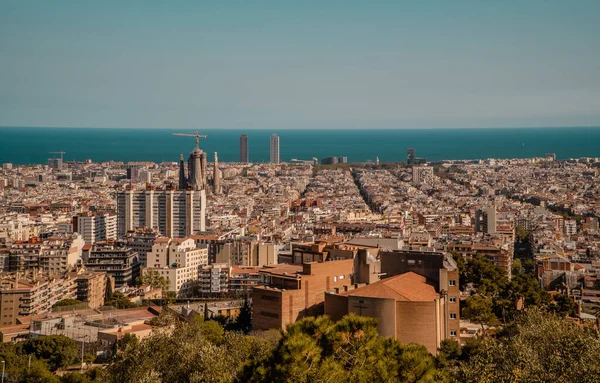 Barselona Spanya Nisan 2021 Barcelona Şehir Merkezinin Arka Planında Sagrada — Stok fotoğraf
