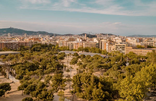 스페인 바르셀로나 2021 바르셀로나 시내의 펼쳐진 미로의 파노라마의 — 스톡 사진