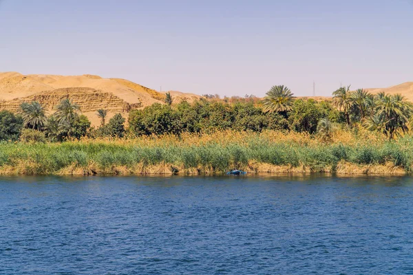 Edfu Mısır Yakınlarındaki Nil Nehrinde Kürek Çeken Kimliği Belirsiz Bir — Stok fotoğraf