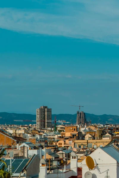 Barcelona Espanha Abril 2021 Vista Aérea Vertical Dos Telhados Barcelona — Fotografia de Stock