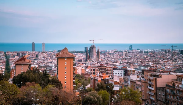 스페인 바르셀로나 2021 도르데라 로비라 방커델갈 점에서 바르셀로나 시내의 — 스톡 사진