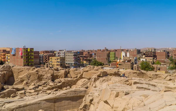 Aswan Egypte April 2021 Aswan Stadsgezicht Vanaf Onvoltooide Obelisk — Stockfoto