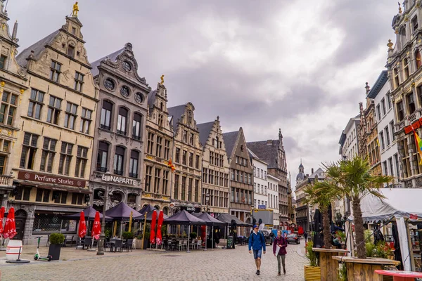 Amberes Bélgica Agosto 2021 Vista Las Casas Tradicionales Flamencas Centro —  Fotos de Stock