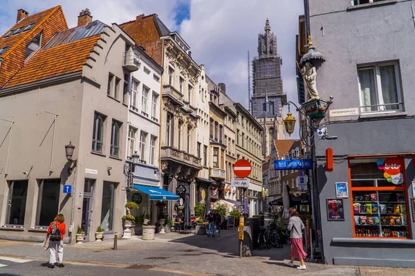 Anversa Belgio Agosto 2021 Veduta Della Strada Delle Tradizionali Case — Foto Stock