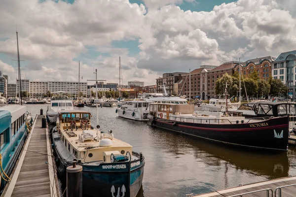 Antwerp Belgium August 2021 Traditional Boats Willemdok Jachthaven Yacht Port — Stock Photo, Image