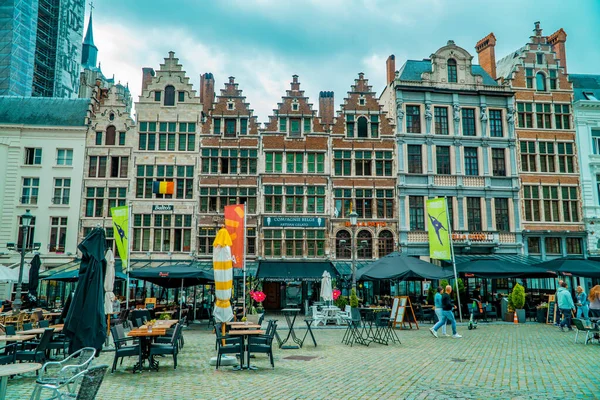 Antwerpen Belgien Augusti 2021 Traditionella Flamländska Hus Centrala Antwerpen Med — Stockfoto
