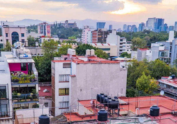 Mexico City Mexico August 2021 Panoramic Aerial Night Sunset View — Stock Photo, Image