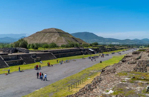 Teotihuacán México Agosto 2021 Avenida Los Muertos Con Pirámide Del — Foto de Stock