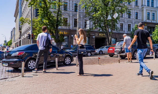 Kijów Ukraina Czerwca 2021 Fotografia Uliczna Ludzi Centrum Kijowa — Zdjęcie stockowe