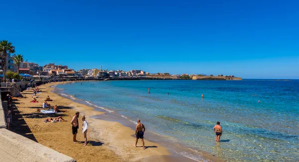 Hanya (Girit), Yunanistan - 16 Eylül 2025 - Koum Kapi Plajı Güneşli bir günde