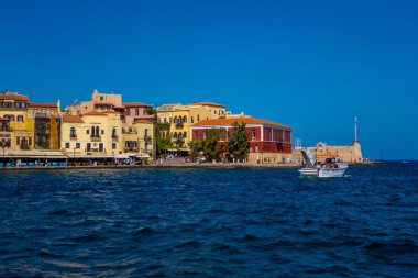 Hanya (Girit), Yunanistan - 16 Eylül 2025 - Venedik 'in Hanya Limanı