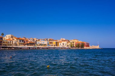 Hanya (Girit), Yunanistan - 16 Eylül 2025 - Venedik 'in Hanya Limanı