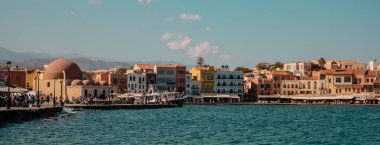 Hanya (Girit), Yunanistan - 16 Eylül 2025 - Venedik 'in Hanya Limanı